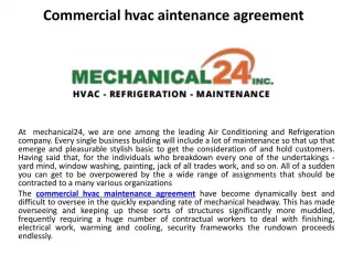 Commercial hvac maintenance agreement - slide 1