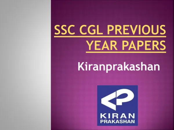 Available SSC CGL Previous Year Papers at Kiranprakashan