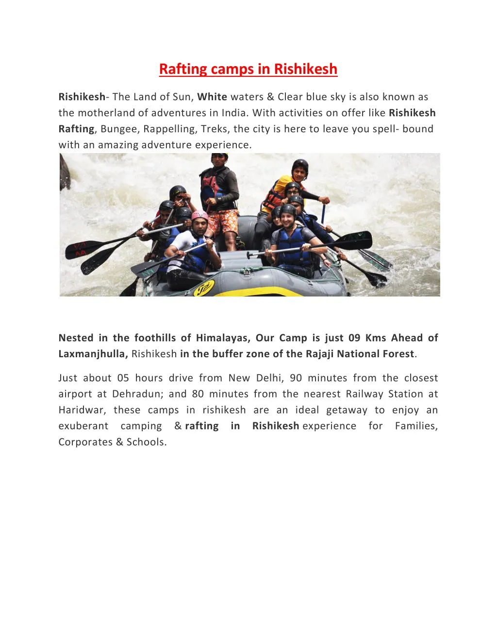 rafting camps in rishikesh