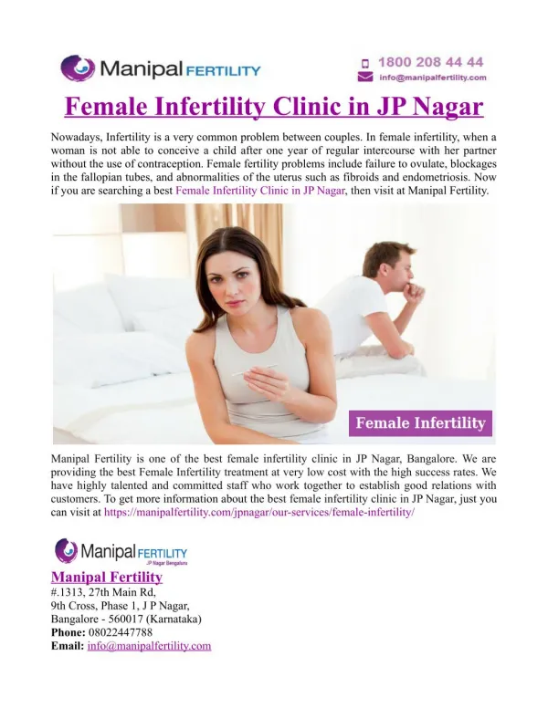 Female Infertility Clinic in JP Nagar