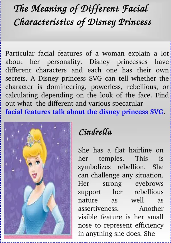 The Meaning of Different Facial Characteristics of Disney Princess