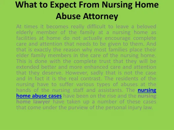 What to Expect From Nursing Home Abuse Attorney