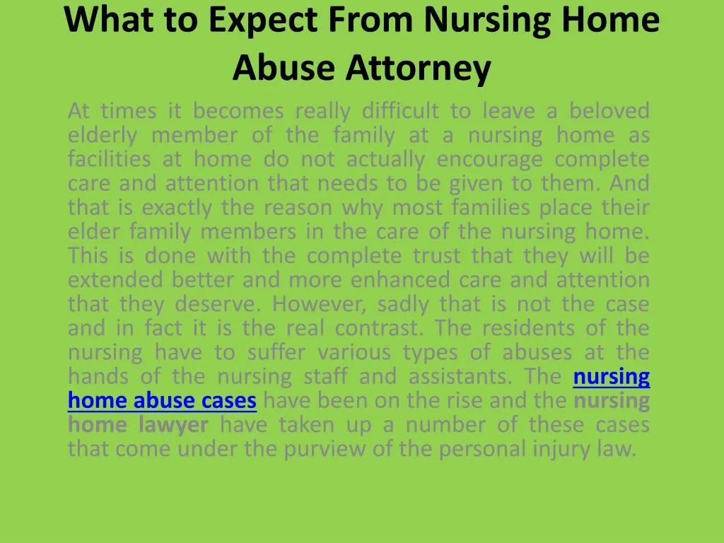 what to expect from nursing home abuse attorney