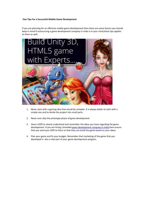Few Tips For a Successful Mobile Game Development