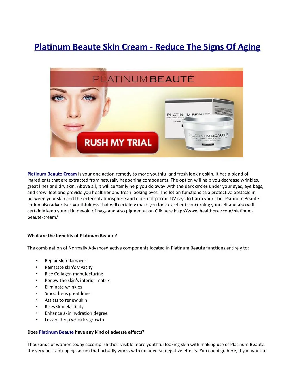 platinum beaute skin cream reduce the signs