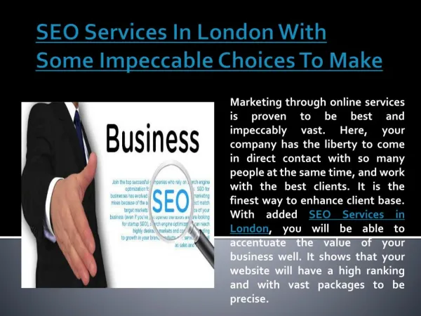 SEO Services In London With Some Impeccable Choices To Make