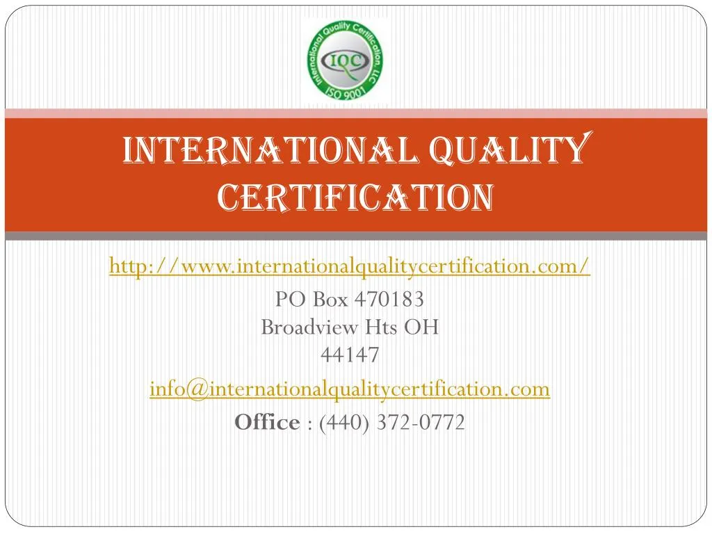 i nternational quality certification