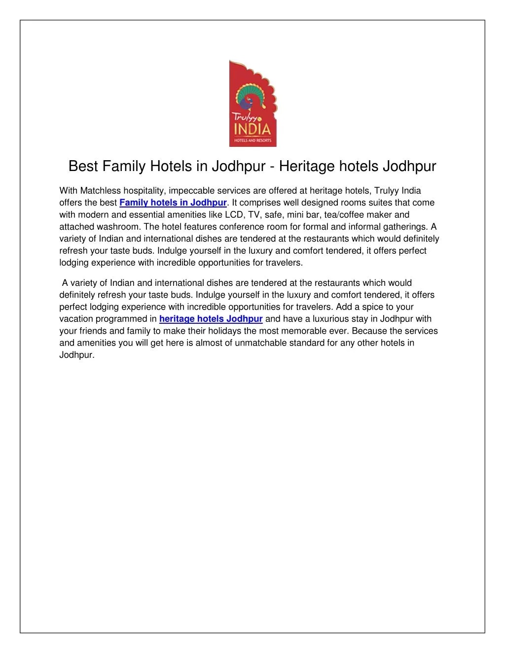 best family hotels in jodhpur heritage hotels
