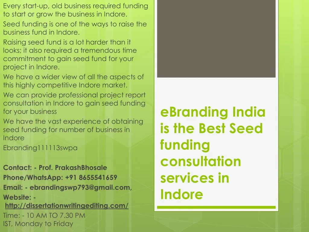 ebranding india is the best seed funding consultation services in indore
