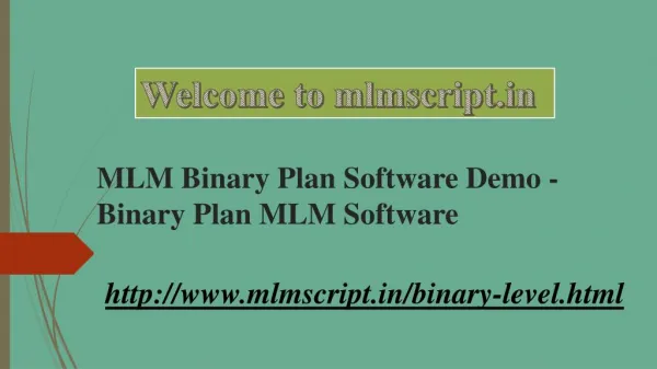 Binary Plan MLM Software by mlmscript