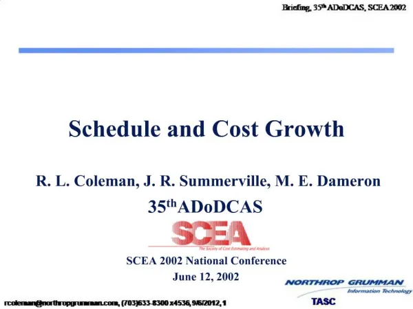 Schedule and Cost Growth