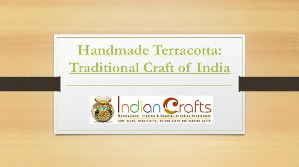 Handmade Terracotta: Traditional Craft of India