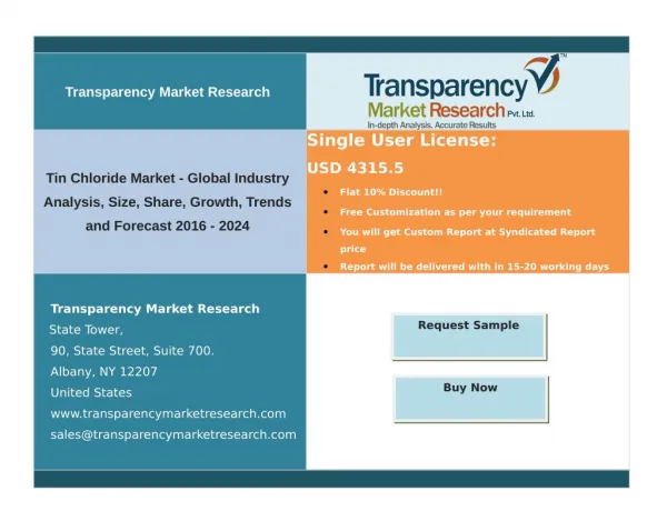 Tin Chloride Market - Global Industry Analysis, Size, Share, Forecast 2024 | TMR