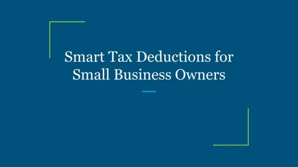 Smart Tax Deductions for Small Business Owners