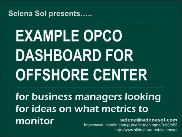 Sample dashboard for offshore location management