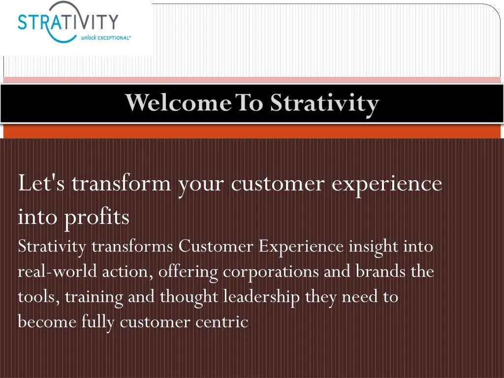 welcome to strativity