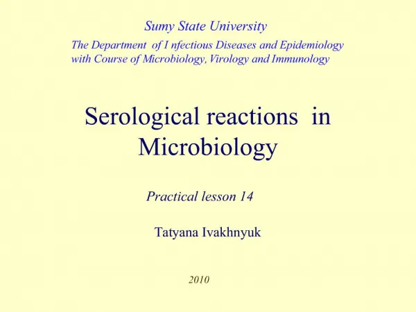 Serological reactions in Microbiology