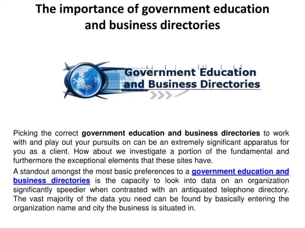 The importance of government education and business directories