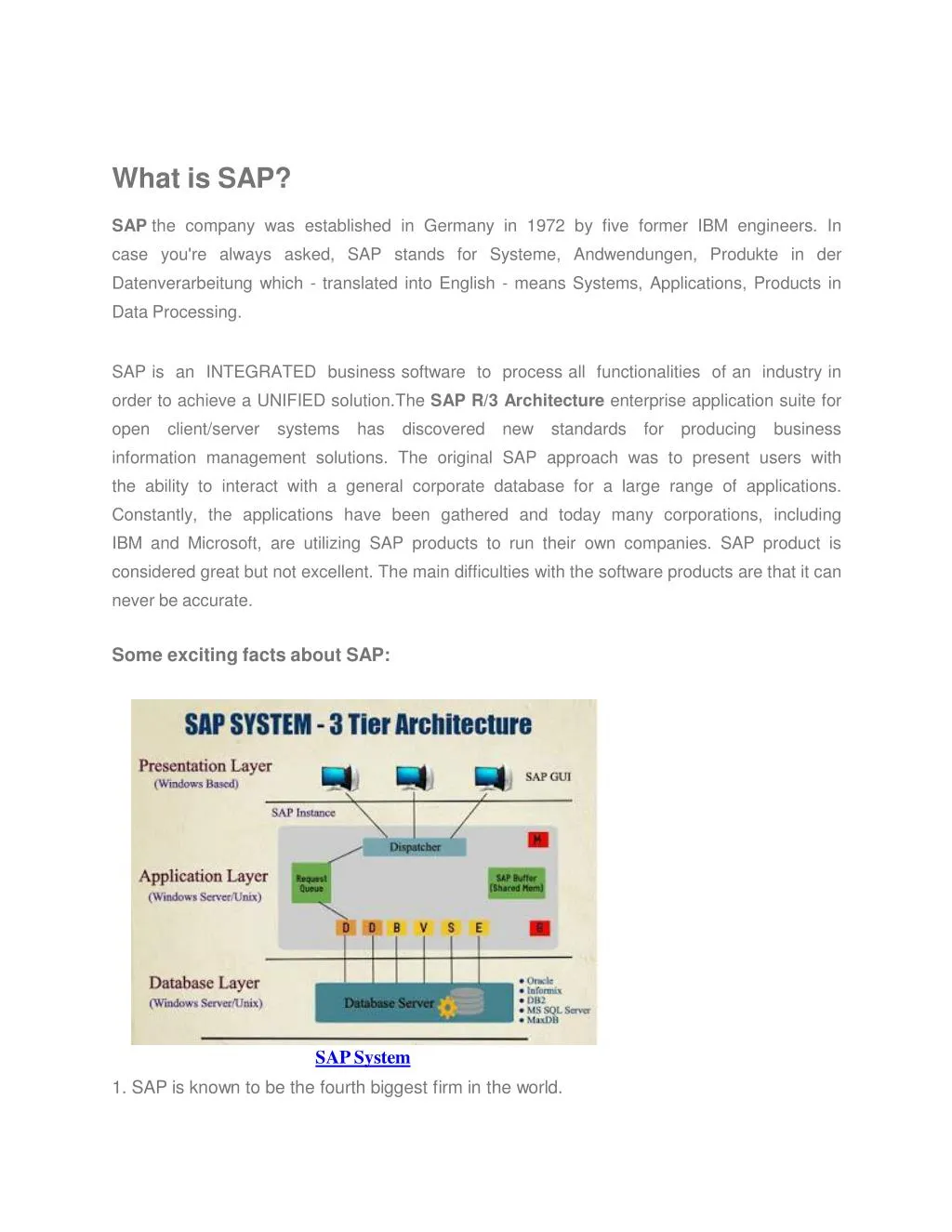 what is sap sap the company was established