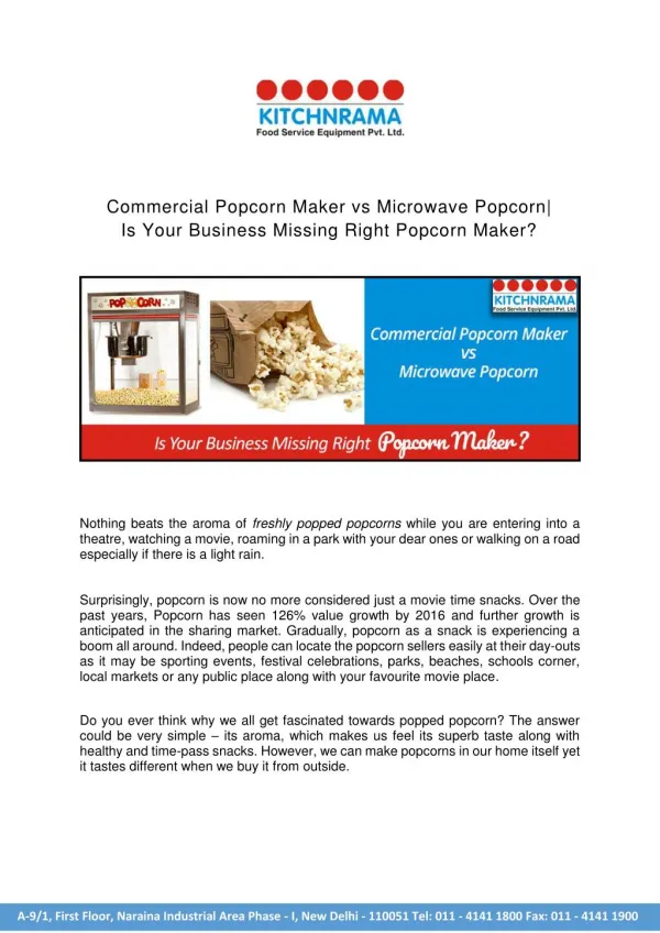 Commercial Popcorn Maker vs Microwave Popcorn| Is Your Business Missing Right Popcorn Maker?
