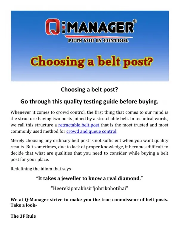 Quality testing guide before buying a Belt Post