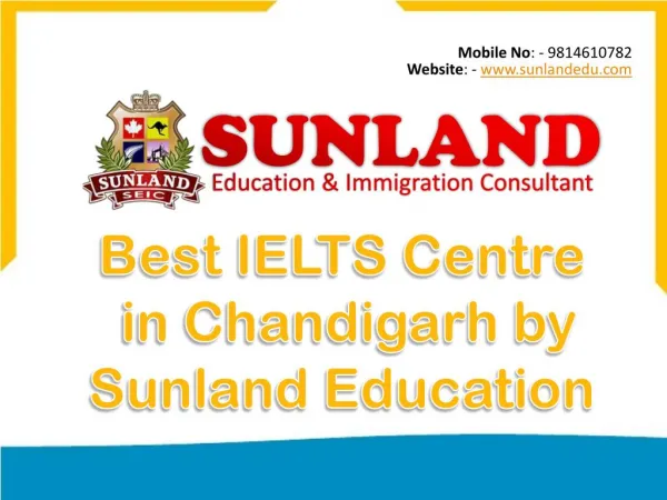 Best IELTS Centre in Chandigarh by SUNLAND EDUCATION