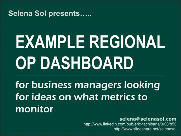 Example regional operating dashboard