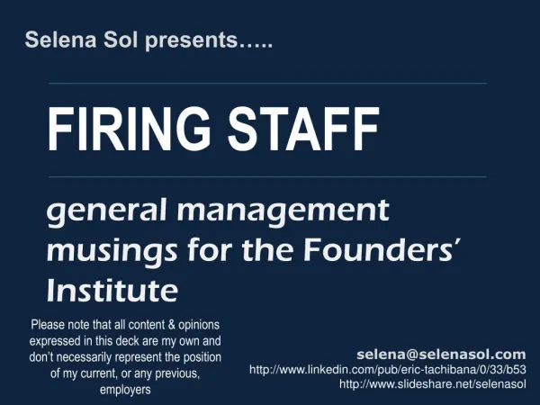Advice for Firing Staff - for start-up managers