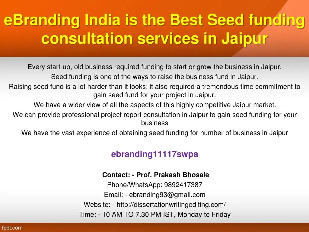 ebranding india is the best seed funding consultation services in jaipur