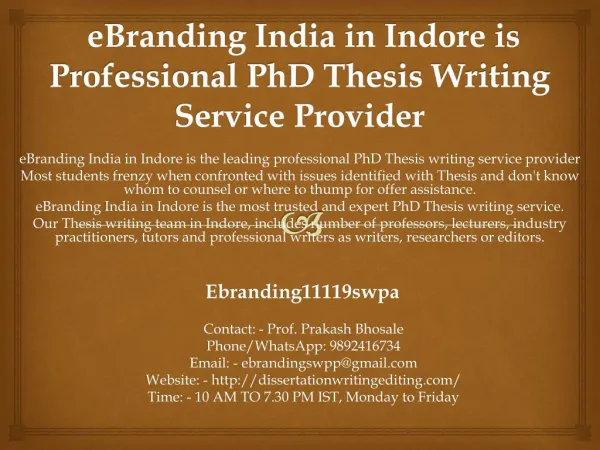 ebranding india in indore is professional phd thesis writing service provider