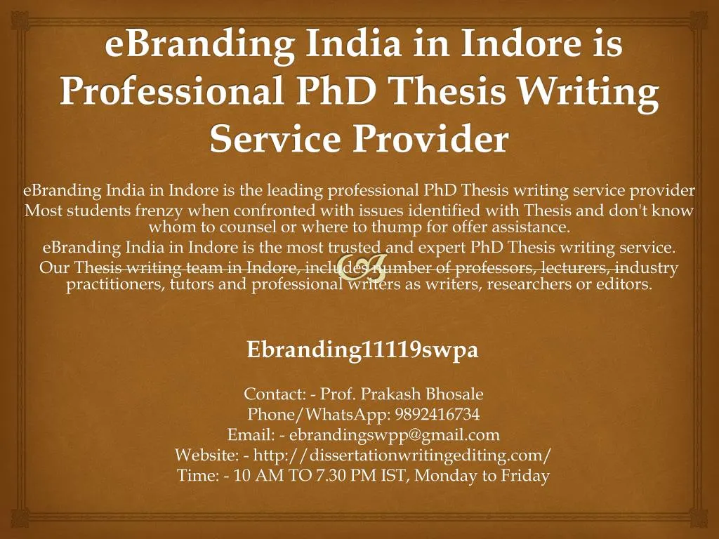 ebranding india in indore is professional phd thesis writing service provider