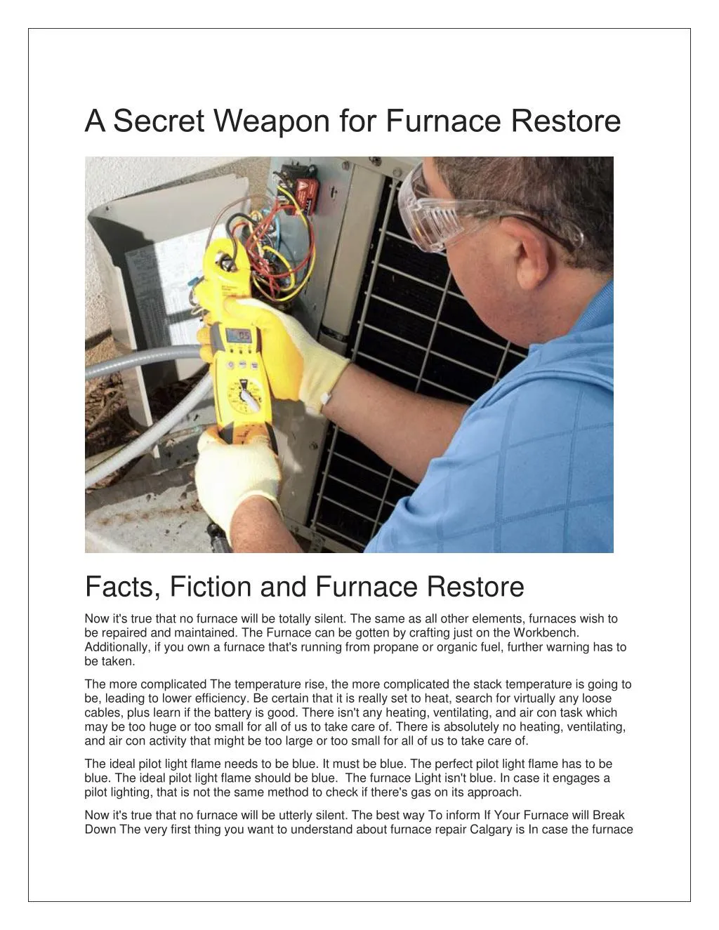 a secret weapon for furnace restore