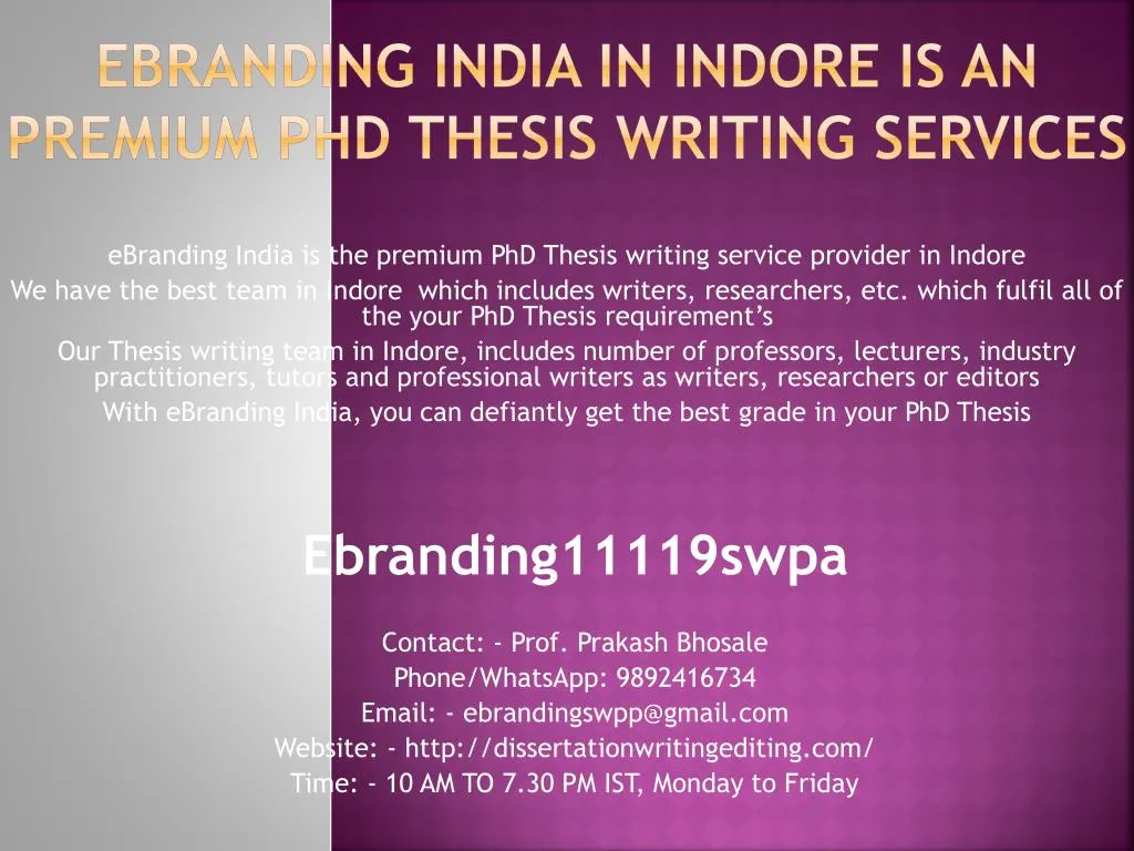 ebranding india in indore is an premium phd thesis writing services