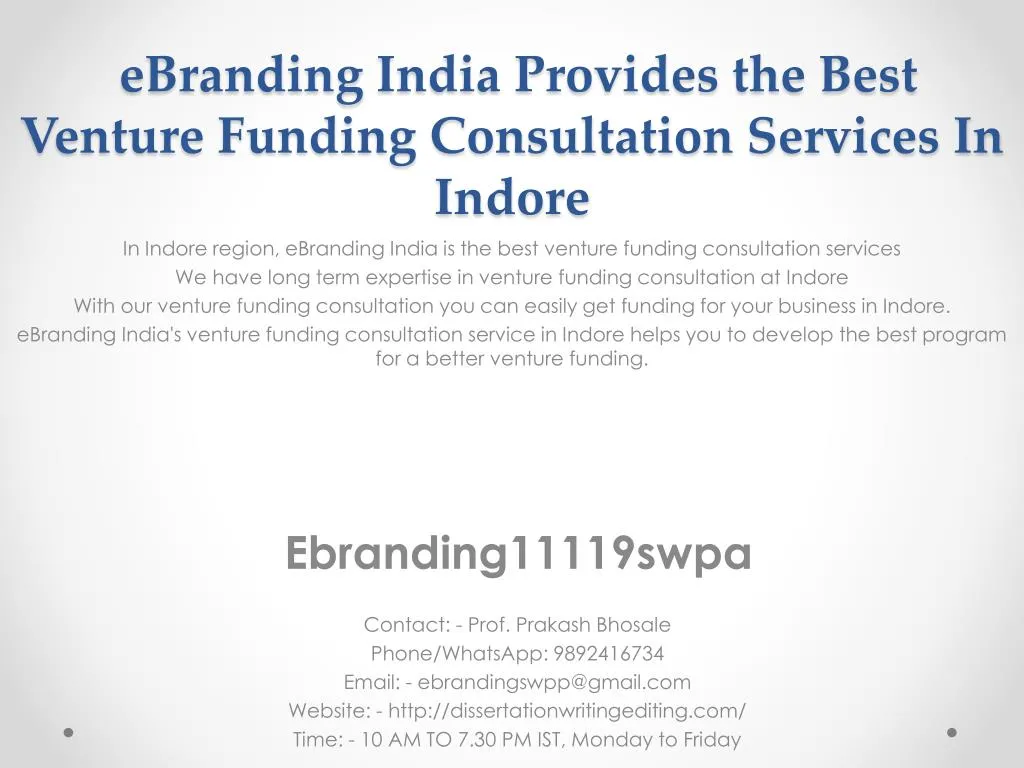 ebranding india provides the best venture funding consultation services in indore