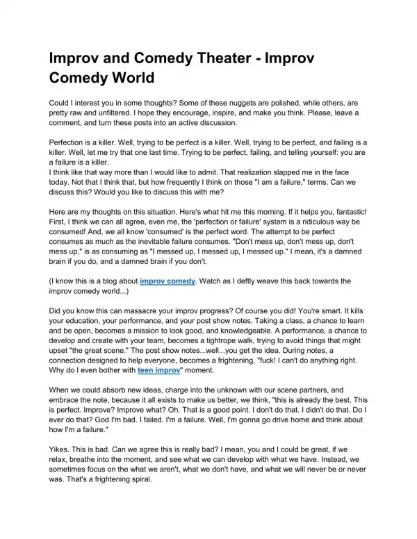 Improv and Comedy Theater - Improv Comedy World