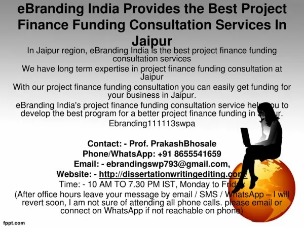 eBranding India Provides the Best Project Finance Funding Consultation Services In Jaipur