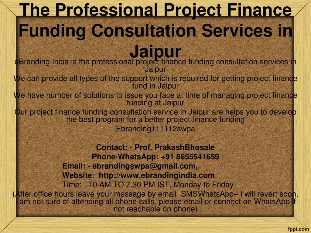 the professional project finance funding consultation services in jaipur