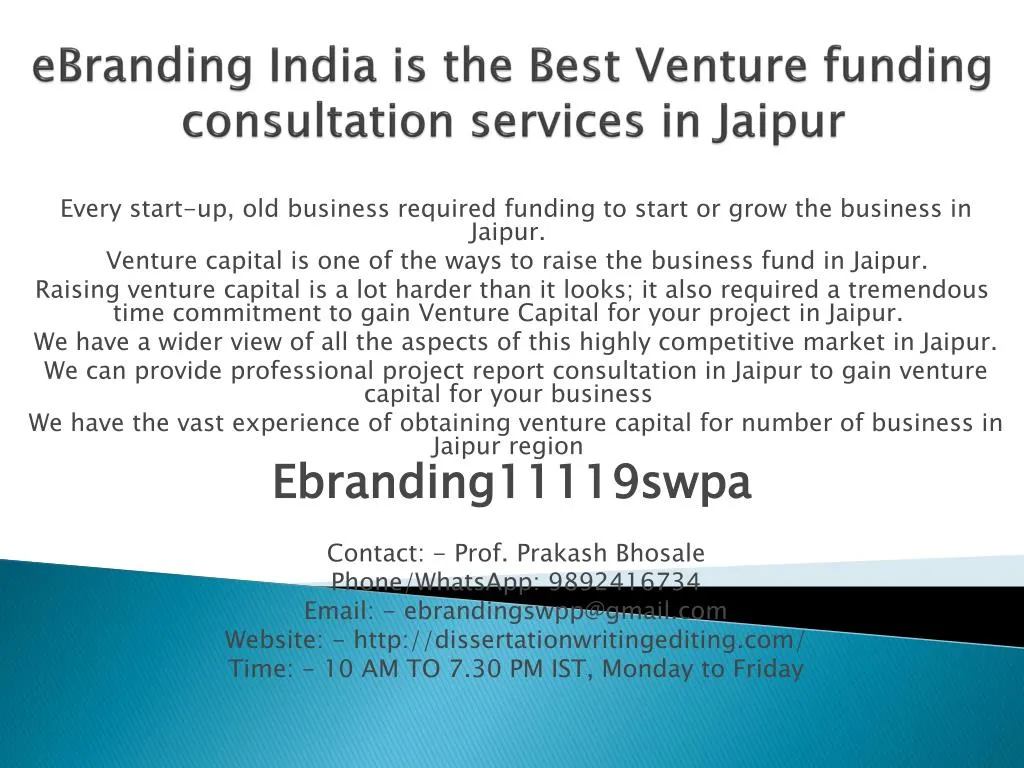 ebranding india is the best venture funding consultation services in jaipur
