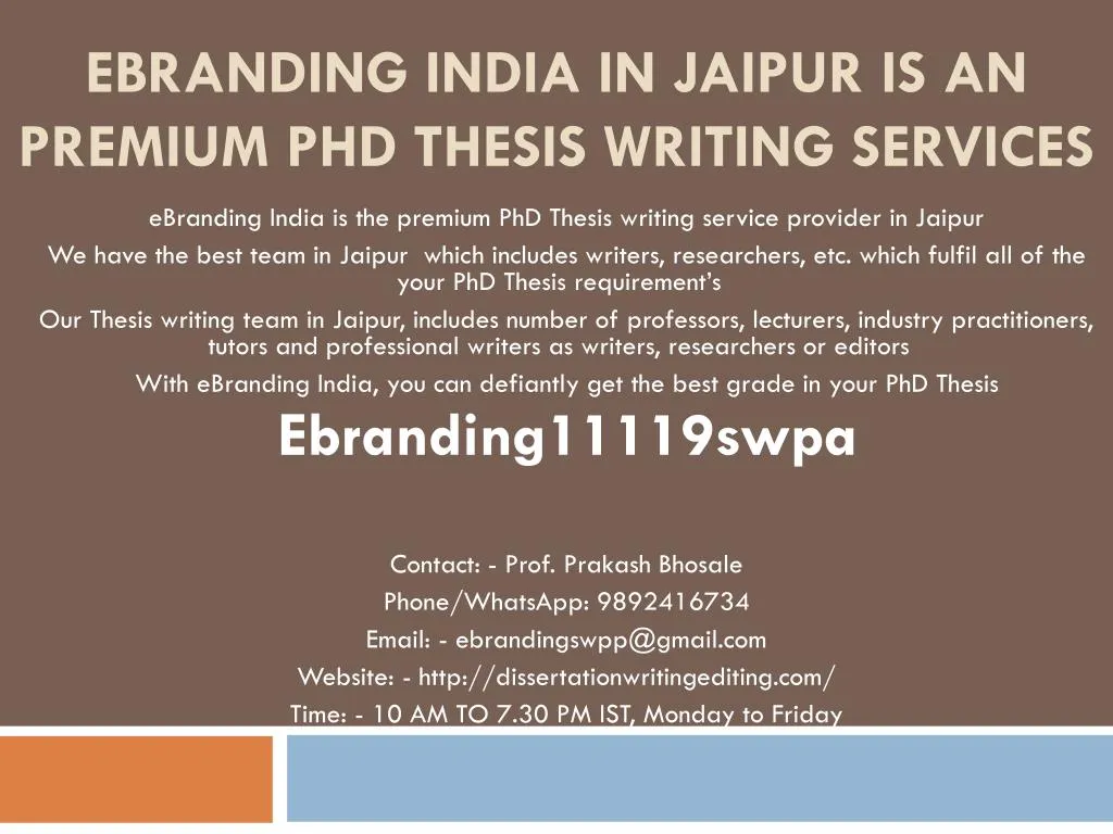 ebranding india in jaipur is an premium phd thesis writing services