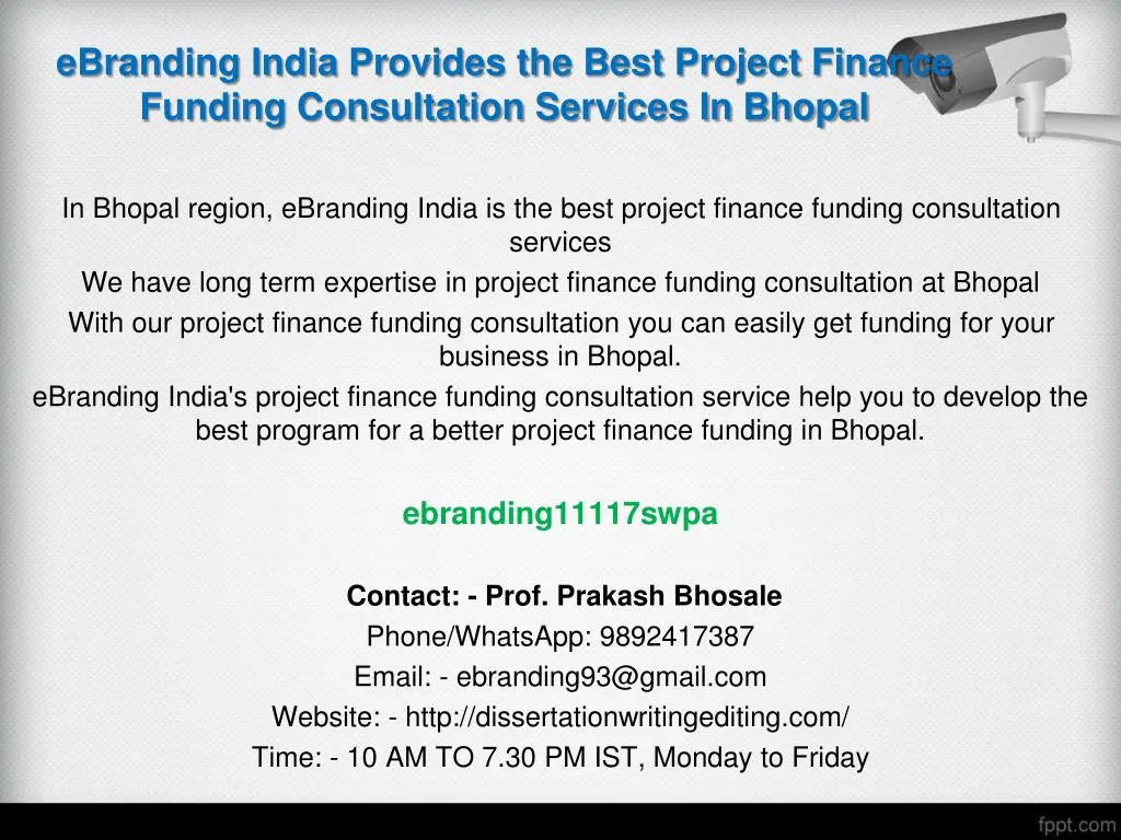 ebranding india provides the best project finance funding consultation services in bhopal