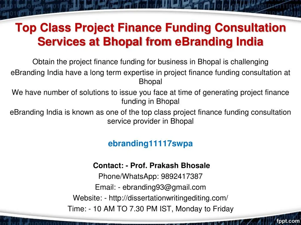top class project finance funding consultation services at bhopal from ebranding india