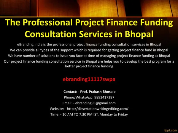 92 The Professional Project Finance Funding Consultation Services in Bhopal