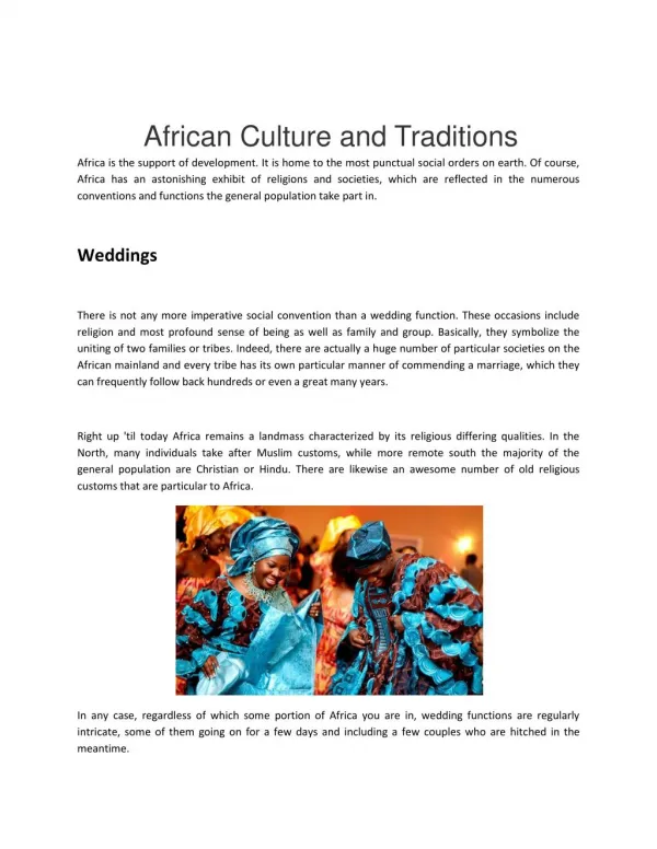 African Culture and traditions