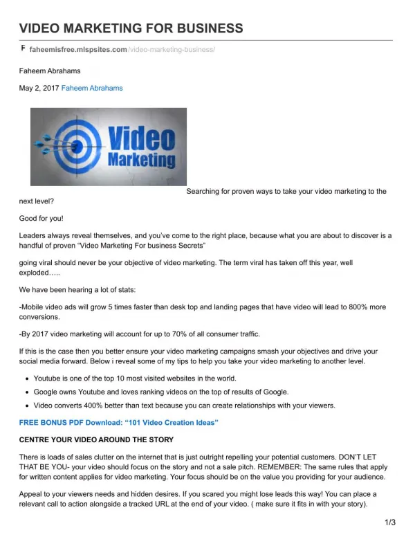 VIDEO MARKETING FOR BUSINESS