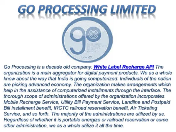 Go Processing - India's fastest White Label Recharge API