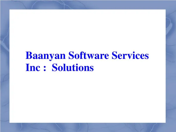 Baanyan Software Services Inc : Solutions