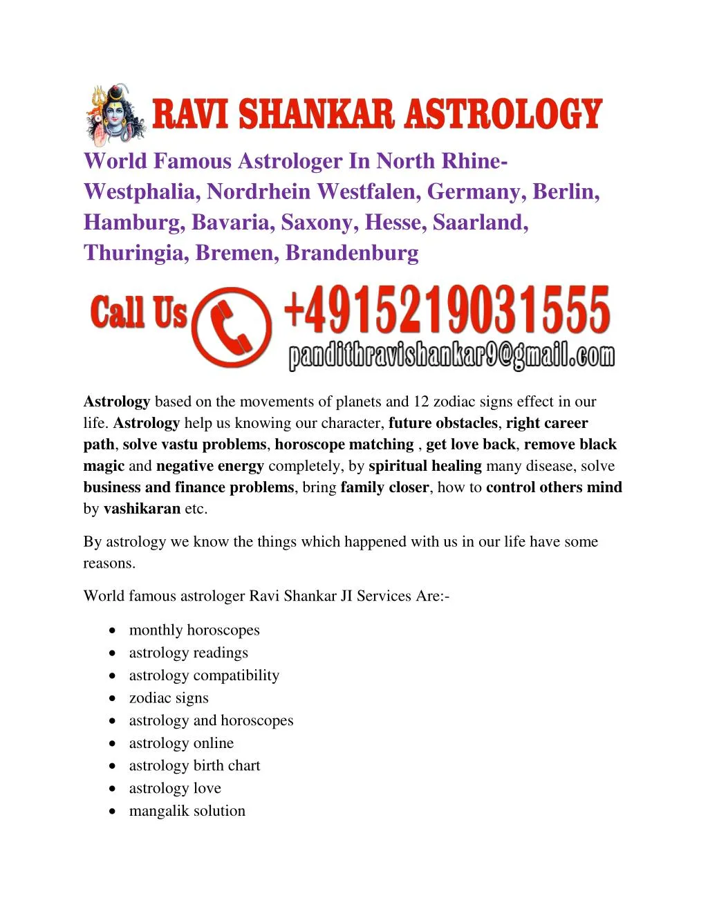 world famous astrologer in north rhine westphalia