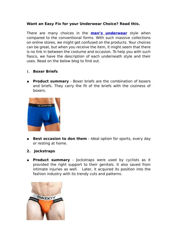 Want an Easy Fix for your Underwear Choice? Read this