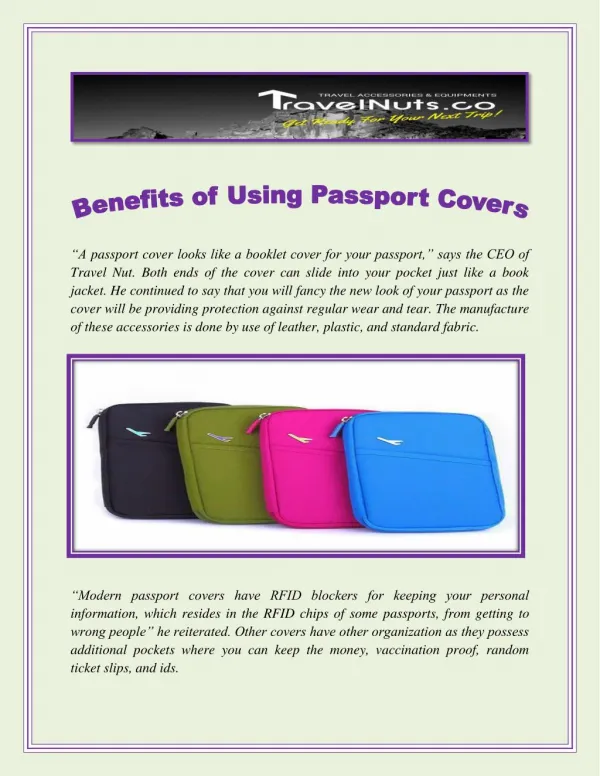 Benefits of Using Passport Covers