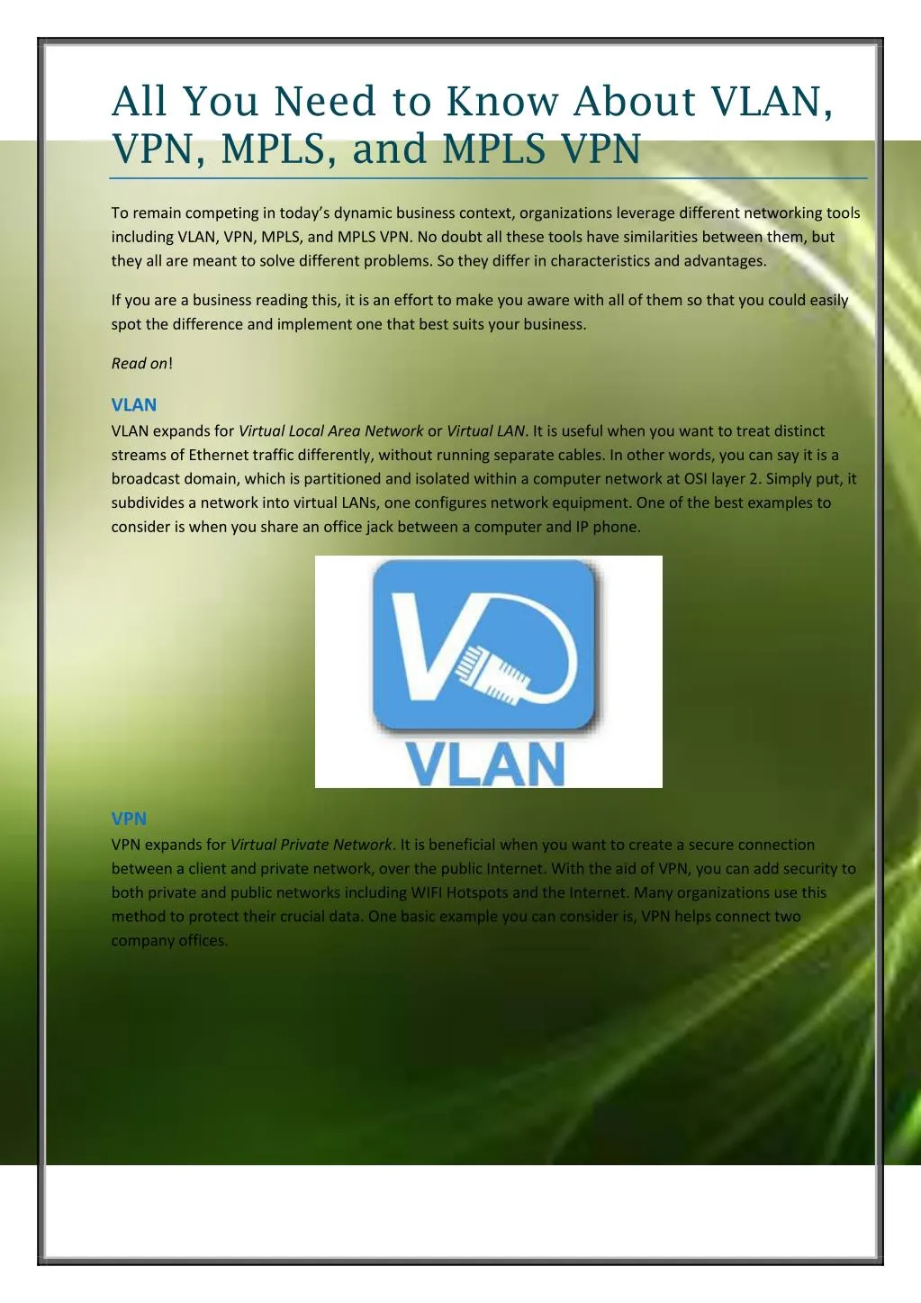 all you need to know about vlan vpn mpls and mpls